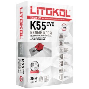 Клей LITOPLUS K55 для мозаики и плитки белый (мешок) 25 кг